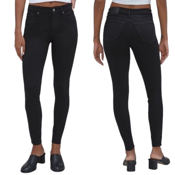 Everlane Jeans Black Midrise Skinny Rigid Nonstretch Denim Jeans Women’s Size 28 - Picture 1 of 12